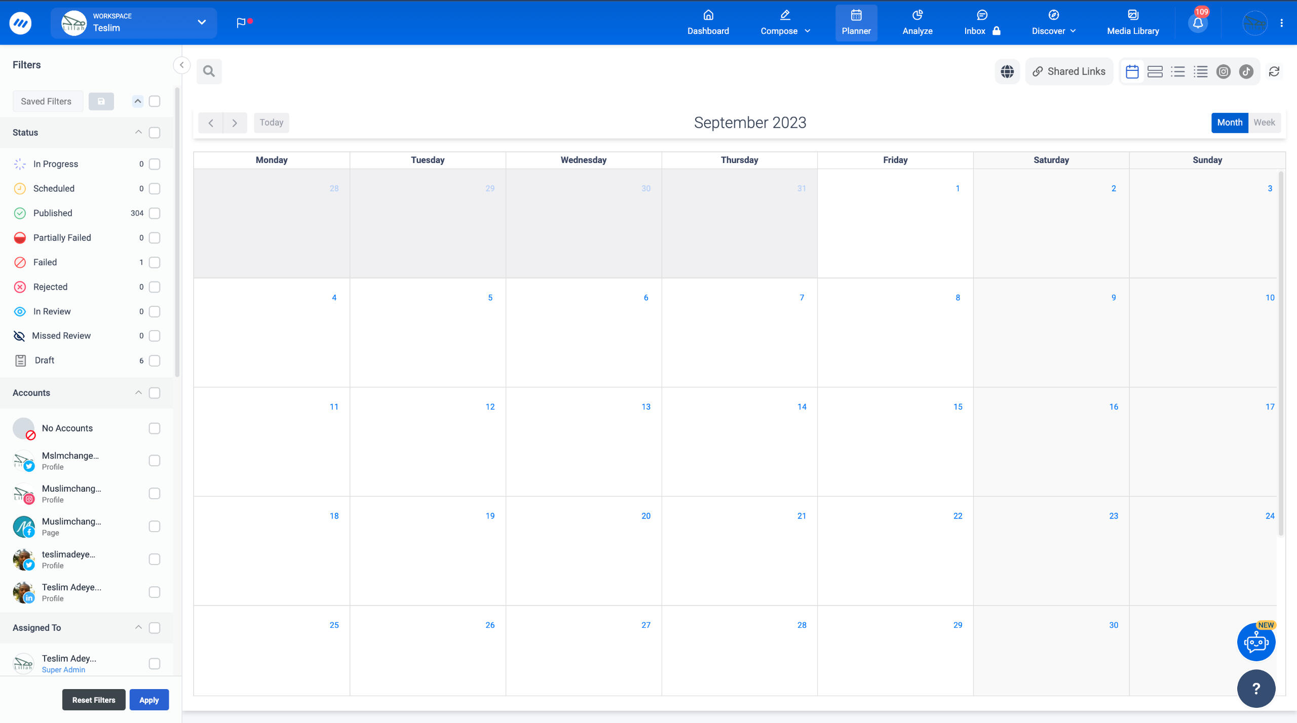 Empty content calendar